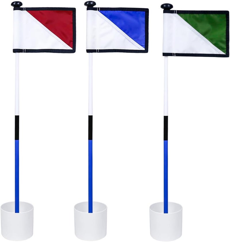 KONDAY Golf Flagstick 3ft,Golf Flag Hole Cup Set Double-Sided Putting Green Flags for Backyard Putting Green Driving Range Practice Two-Section Design Portable - Image 1